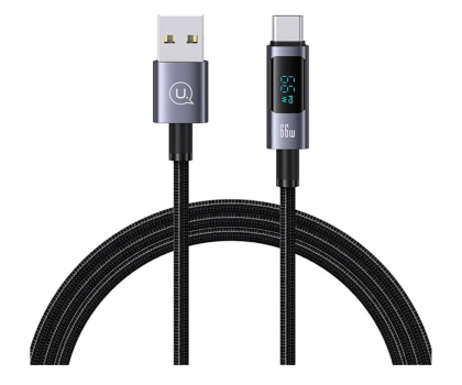 Kabel USAMS Kabel 66W 6A Fast Charging USB-C do USB-A 1,2m stalowy